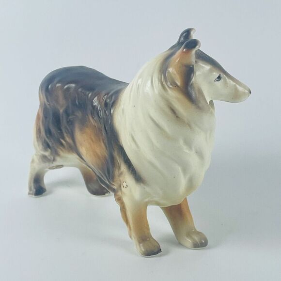 CERAMIC Rough COLLIE BREED Lassie DOG STATUE FIGURINE JAPAN VTG Porcelain 4 inch - Picture 5 of 8